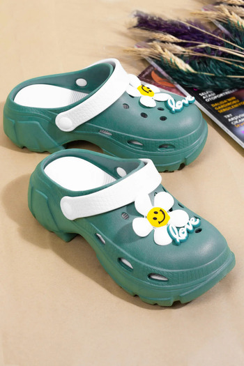 B&B Co. High Sole Floral Patterned Cross Slippers, Sea, Beach, Chef, Nurse, Doctor Slippers