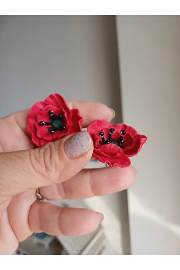 CREATİVESHOP Poppies Earrings, Spring Earrings, Gift Idea, Unique Gift for Mother's