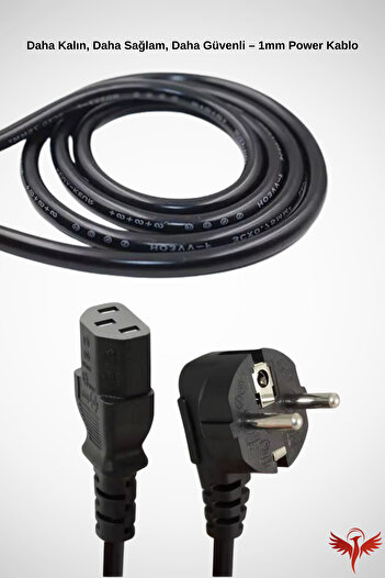 KAJİWA 3 Metre C13 Power Kablo - Bilgisayar Kasa Monitör PC Güç Kablosu 3*1mm 10A-16A 250V 500W 3mt