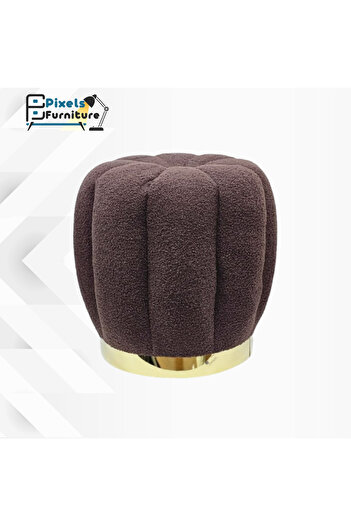 PixelsFurniture Geometric circular pouf seat in bouclé fabric from Pixel Furniture