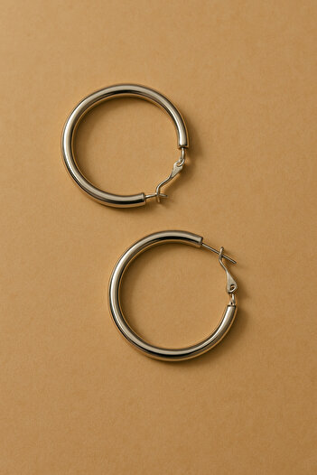 TuQos Silver Color Hook Stylish Steel Earrings