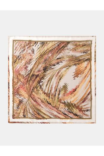 Kayra Abstract Pattern Twill Silk Scarf Salmon