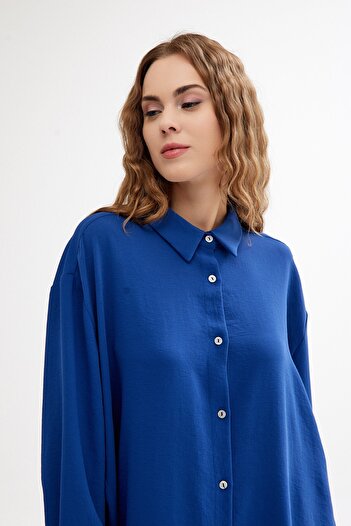 QANU Cămașă oversize albastră
