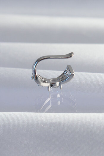 SeyCey.co Brass Silver Color Zircon Stone Plated Earcuff Earrings