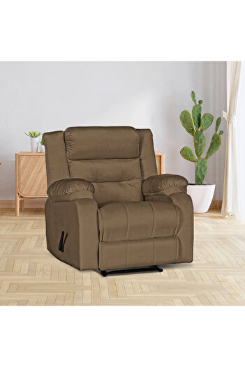 Lazy Vibes MNZ3 | Velvet Rocking Recliner Chair - Light Brown