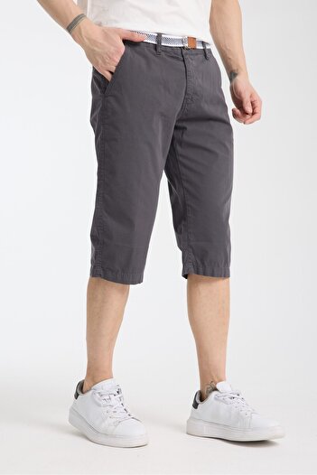 Wise Men's Smoke Below Knee Lycra Bermuda Belt Gift Capri Long Shorts