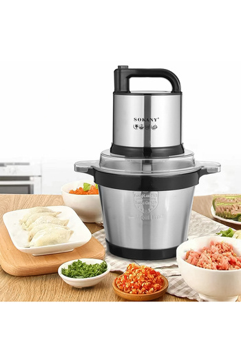 SOKANY SK-7028 electric chopper, 4 stainless steel blades, 800 W, 4L, stainless steel container