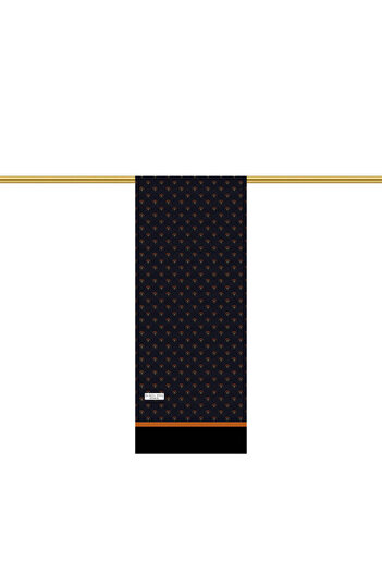 Bursa İpek Orange Patterned Men's Silk Kaşkol