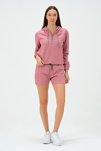 MSW Striped Interlock Cotton Hooded Sweatshirt