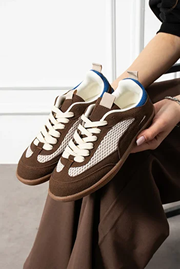 DESPİNA Καφέ Suede Detailed Mesh Unisex Casual αθλητικά παπούτσια – Άνετο και μοντέρνο σχέδιο