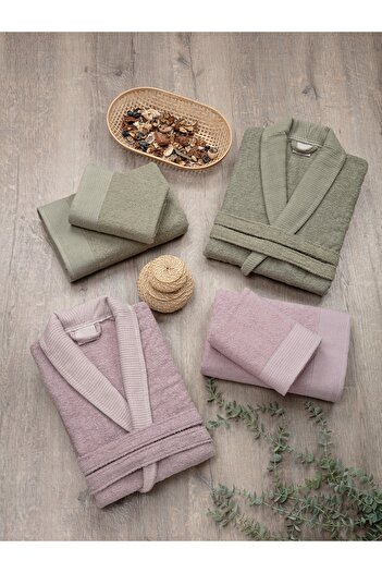 Güvenal Visa 12 Piece Cotton Boxed Family Bathrobe Set |   Bathrobe |   Bathrobe Set |   Dowry |   Towel |   Towel Set