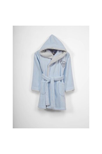 Hobby Bathrobe for Children with Hood, 6-9 Years, Light Blue Small Son