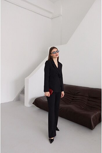MYGİYİMİSTANBUL Waist-Tied Blazer Jacket Trousers Set