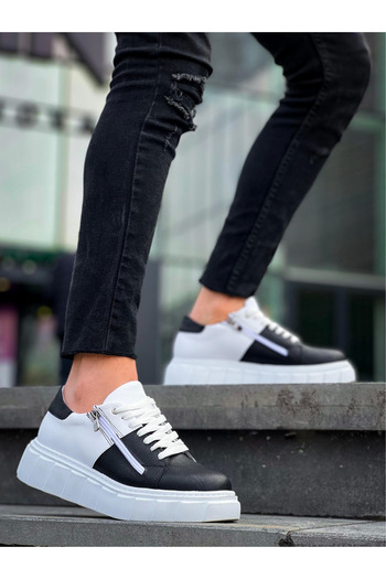 soonaksesuar Kb-X155 Kuback Black Skin White Skin Detailed White High Sole Casual Sports Shoes