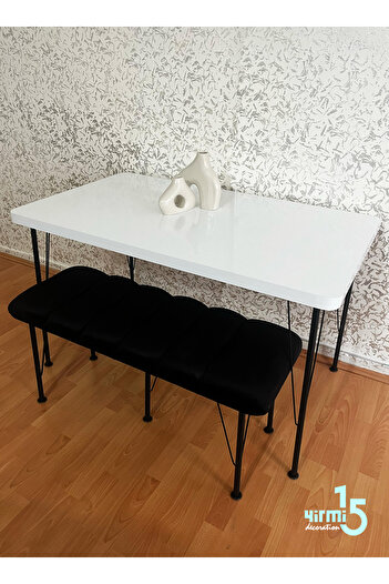 Yirmi15 Metal Ayaklı 70x110 Cm Kalınlıklı Parlak Beyaz (TEK MASA) Eclipse Balkon -çalışma -mutfak Masası