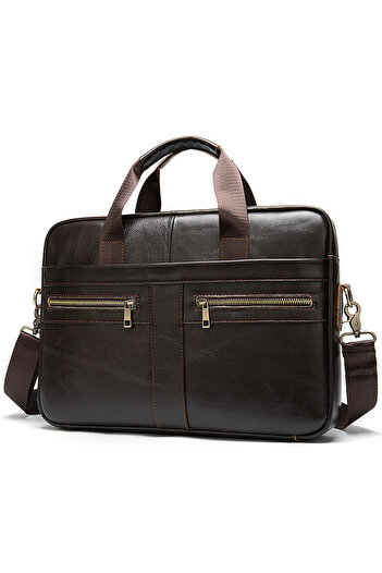 OEM Men's Briefcase, Joe Gt1300, Genuine Leather, Dark Brown