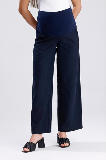 KATLİN MATERNİTY WEAR Pregnant Loose Wide Leg Viscose Fabric Trousers Adjustable Waist