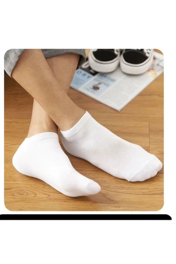 delis Set of 10 Pairs of Short Socks for Men, Ss049, White, Universal Size