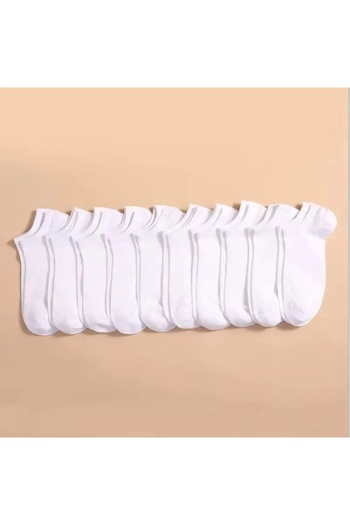 delis Set of 10 Pairs of Short Socks for Men, Ss049, White, Universal Size