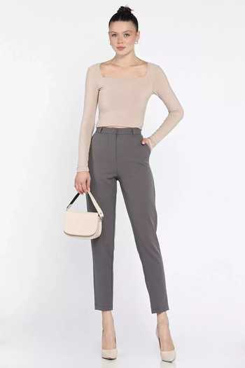 GÜLSELİ Gray Women's Fabric Pants