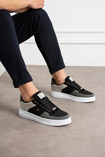 L.A Polo Black Smoked Color Breathable Fabric Men's Sneaker