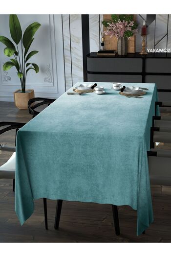 Yakamoz NIL GREEN VELVET TEXTURED TABLE COVER LEADLESS VELVET TOUCH SERIES