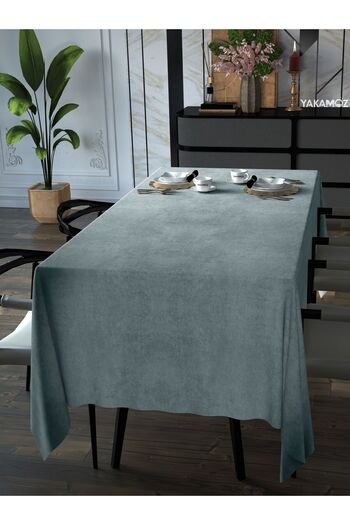 Yakamoz LIGHT GRAY VELVET TEXTURED TABLE COVER LEATHERLESS VELVET TOUCH SERIES
