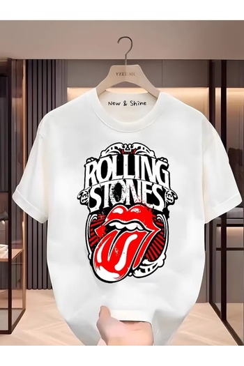 New Shine In Cart 6 and Above Purchases Get 1 T-Shirt as a Gift - Rolling Stones Printed Oversize T-Shirt