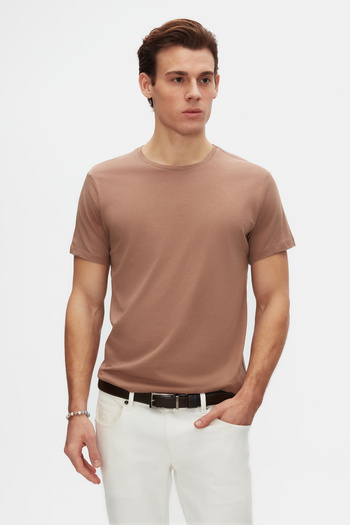 D'S Damat Slim Fit Mink Crew Neck 100% βαμβακερό αναπνεύσιμο μπλουζάκι