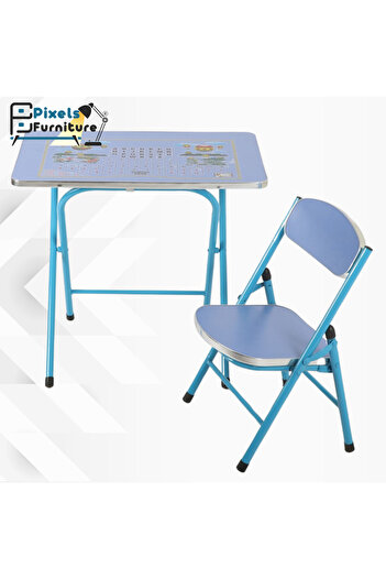 PixelsFurniture مجموعة مكتب وكرسي دراسة للأطفال من بكسل الأثاث, طاولة متعددة الوظائف مريح للطلاب, قابل للطي