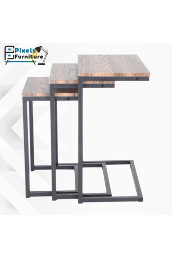 PixelsFurniture Pixel Furniture 3 Piece Modern Rustic Nesting Side Table Set
