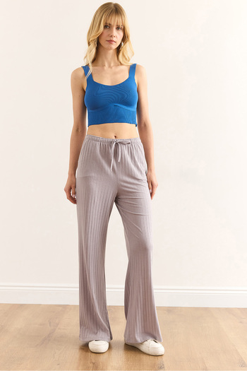 Olalook Women's Smoked Lace up Pocket Thick Corduroy Loose Pajama Bottom Pjma- 0000003