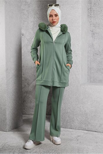 Alvina 45217 Model Fur Detailed Pants Set
