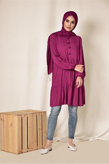 Alvina Wide Cut Button Tunic 4868