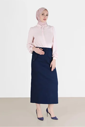 Alvina HIDDEN BUTTONED CREPE BLUZ 42339