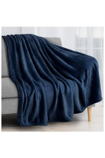 BSB HOME ® 220 GSM Premium Plush Single Blanket for Bed, Sofa,Travel, Camping | 150 * 220 cm | NAVY