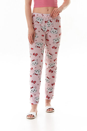 Fulla Moda Kedi Baskılı Pijama Altı