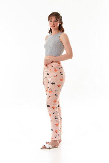 Fulla Moda Bulut Baskılı Pijama Altı