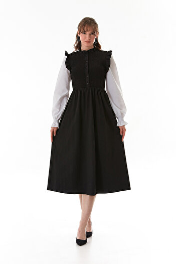Fulla Moda Fullamodest Gimped Dress with Elastic Sleeves