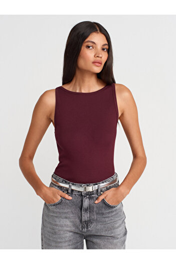 Dilvin 21048 Halter Neck Top-Βουργουνδία