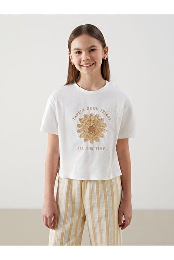 LC Waikiki Crew Neck Floral Girls' T-Shirt and Pants