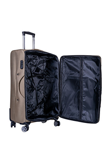 Naimeed Company Troler mic de călătorie, Naimeed D6001, 4 roți duble 360 ​​grade, material textil, crem, 35x21x58cm