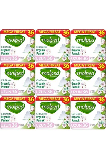 Molped Pure&Soft Sanitary Pad Long 324 (9Pk*36) Pieces Mega Pk