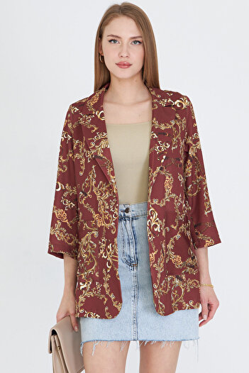 armonika Women's Light Brown Pocket Oversize Jacket Arm-25Y 001057