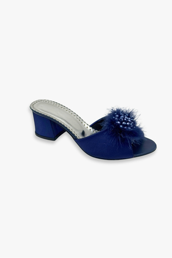 Lunoche Nightwear Women's Stylish Daily House Slippers with Feathers and Stones Dowry Slippers Ornate Birth Guest Bride Slippers