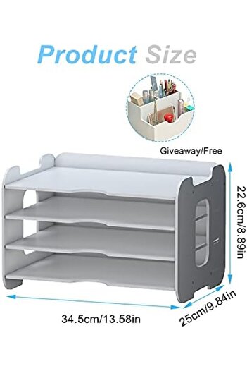 Generic 4-Tier Letter Tray Organizer, Office Desk Tidy Storage Rack, A4 Paper Filing Holder for Home Office