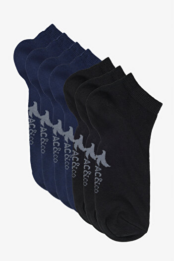 AC&Co / Altınyıldız Classics Men's Black-Navy Blue Cotton 5 Pack Flexible Booties Socks