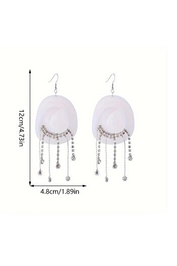mos&more Pink Cowboy Hat Crystal Stone Dangle Lightweight Earrings for Women