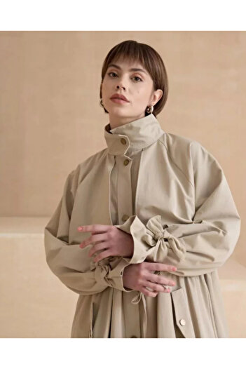 OlaLady Women's Ankle-Tied Jacket Cover Cotton Canvas Trenckot