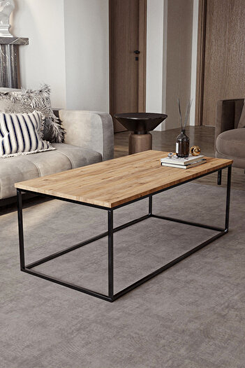 Durusilya Mobilya Metal Ayaklı Orta Sehpa Dekoratif Modern Sehpa 110x55cm